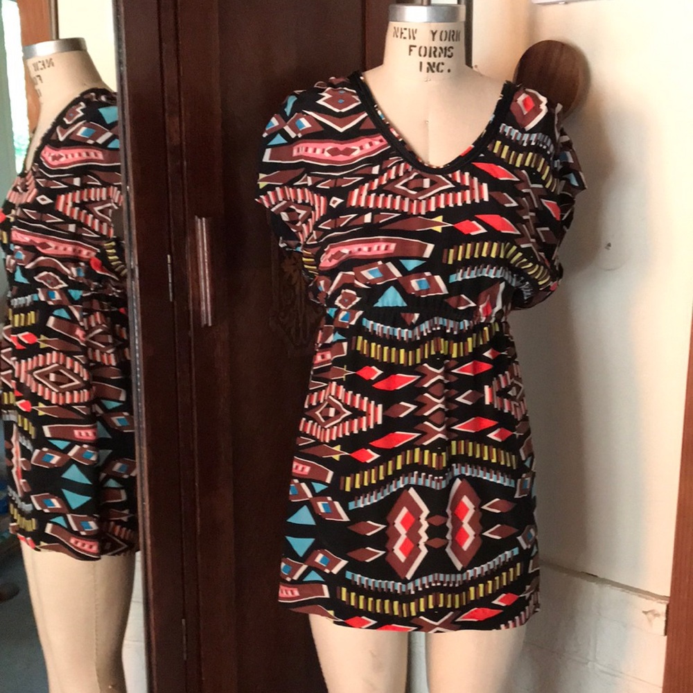 Twelfth Street by Cynthia Vincent Silk Geometric Mini Dress Sample Size XS ☆